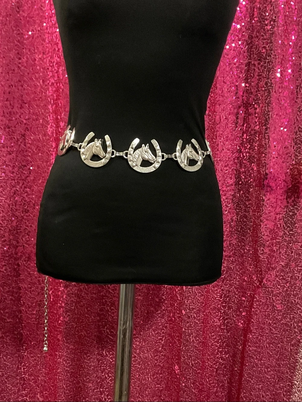 Silver Horse & Horseshoe Link Waist Belt - Women's Accessory